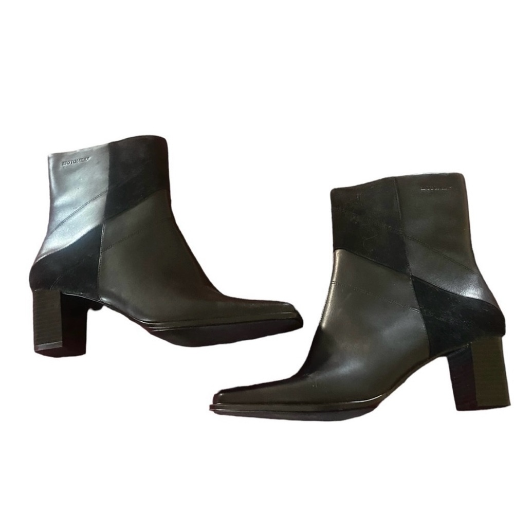 Isotoner Black Leather And Suede Bootie Size 10